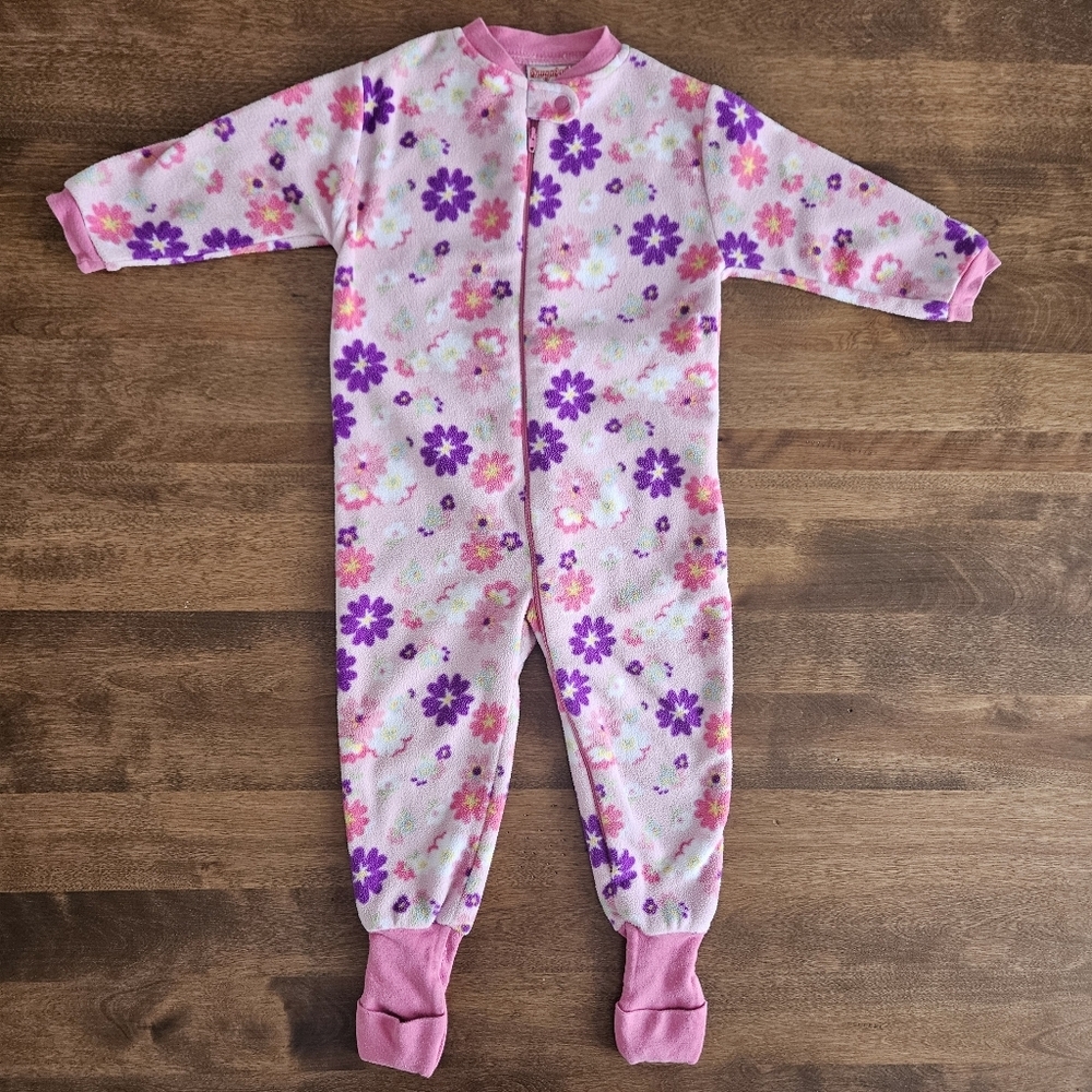 Snugabye Toddler Girl Fleece Footed Sleeper Floral Pink Purple Size 24M